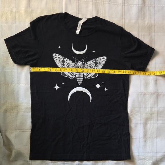 Bella Canvas Black Tee with Moth and Moon Design - Picture 5 of 6